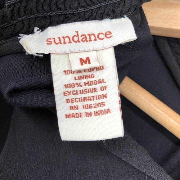 Sundance Women Fleur Flare Floral Embroidered Blouse M Black Professional Church - Picture 4 of 10